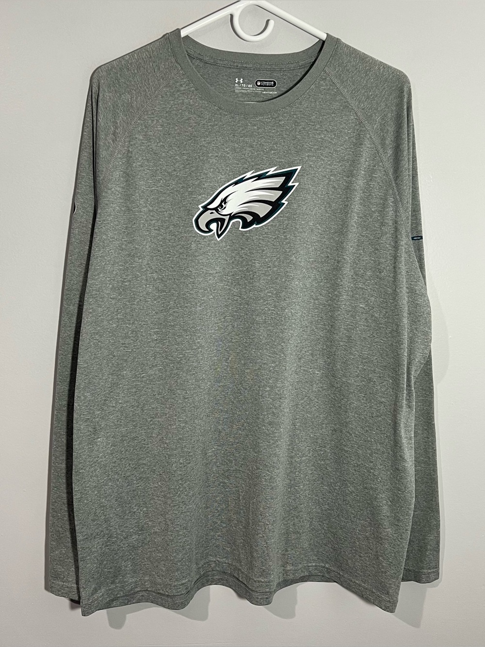 Under Armour NFL Philadelphia Eagles Combine Gray Long Sleeve T-Shirt Mens XL